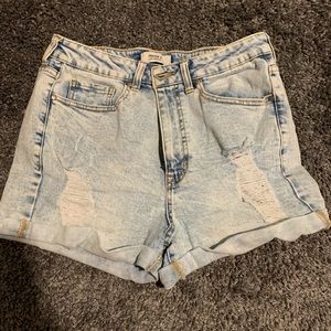 light wash jean shorts